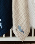 Navy All - Season Organic Muslin Mini Blanket - Gray Heron