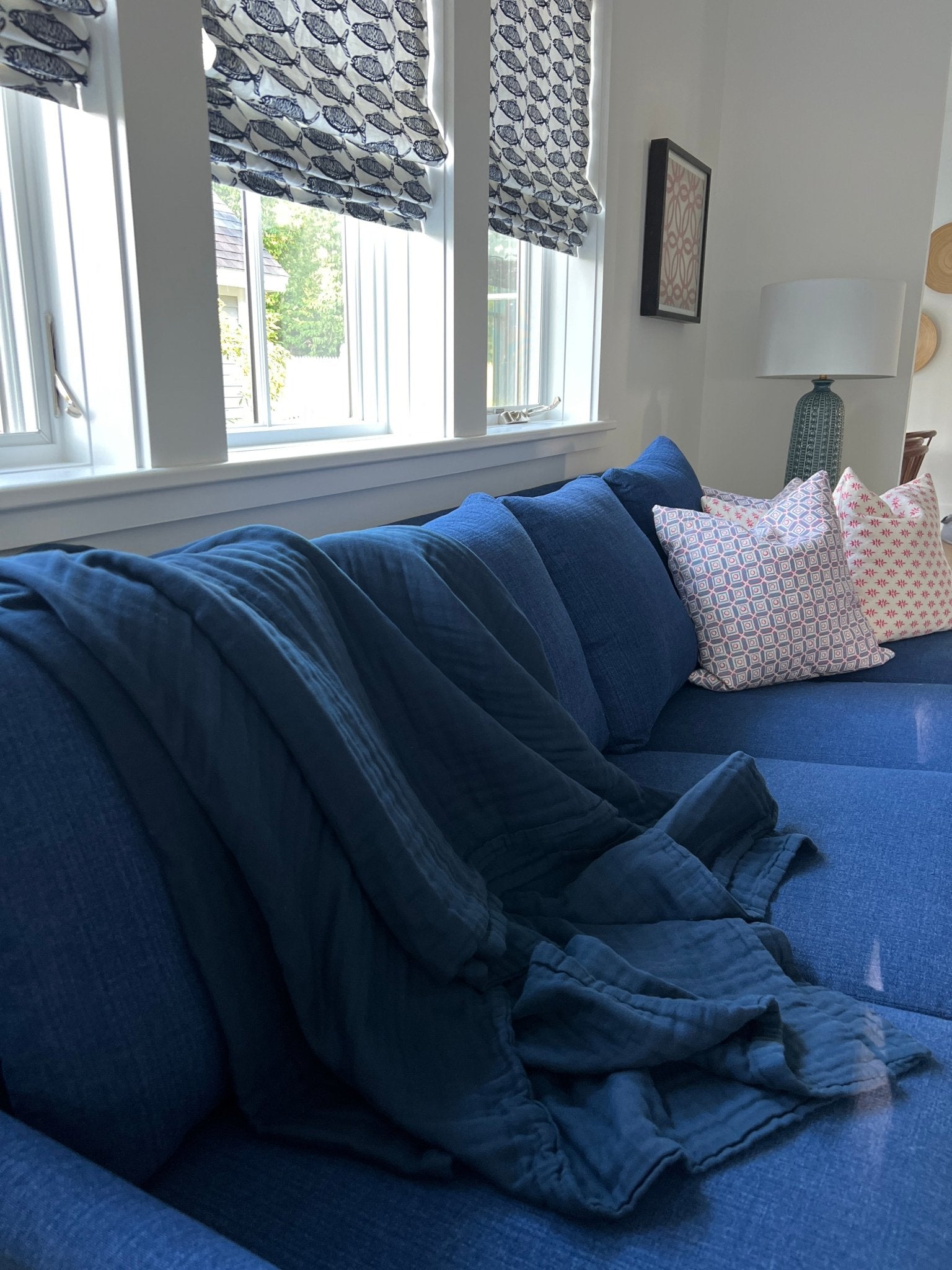 TENTIAL BAKUNE BLANKET 130×70cm Navy Navy All-Season Organic Muslin Throw Blanket – Gray Heron