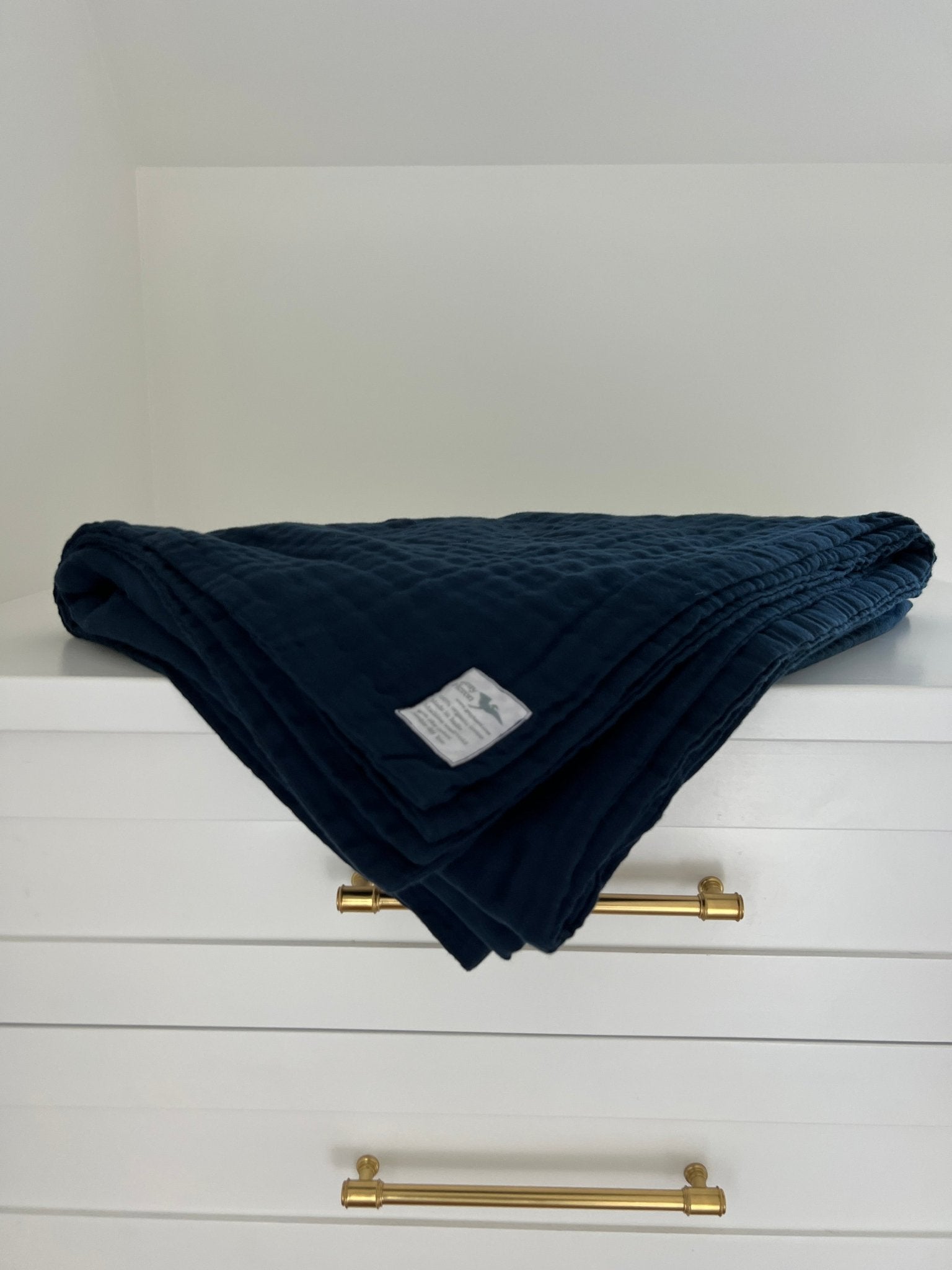 Navy All - Season Organic Muslin Throw Blanket - Gray Heron