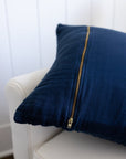 Navy Euro Pillow Cover with Brass Zipper - Gray Heron