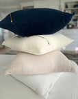 Navy Organic Muslin 22" Throw Pillowcase - Gray Heron