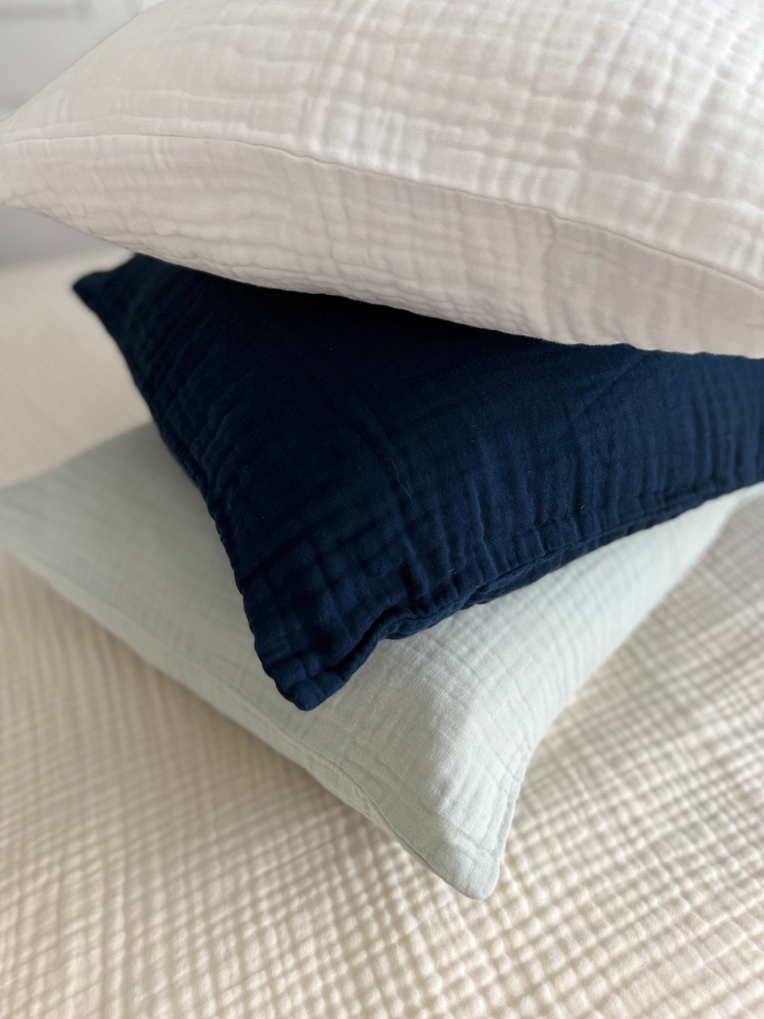 Navy Organic Muslin Standard Pillowcase Set of 2 - Gray Heron