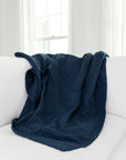 Navy Summer - Weight Organic Muslin Oversized Throw Blanket - Gray Heron