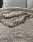 Oat Summer - Weight Organic Muslin King Blanket - Gray Heron