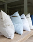 Organic Muslin Throw Pillow 22" - Slate Muslin Throw Pillow Gray Heron