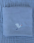 Organic Muslin All-Season Mini Blanket - Lake 8 Layer Muslin Baby Blanket Gray Heron