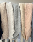 Organic Muslin All-Season Mini Blanket - Mist 8 Layer Muslin Baby Blanket Gray Heron