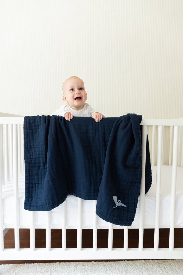 Organic Muslin All-Season Mini Blanket - Mist 8 Layer Muslin Baby Blanket Gray Heron