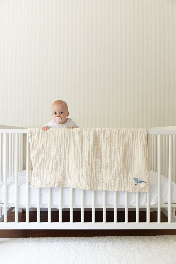 Organic Muslin All-Season Mini Blanket - Mist 8 Layer Muslin Baby Blanket Gray Heron