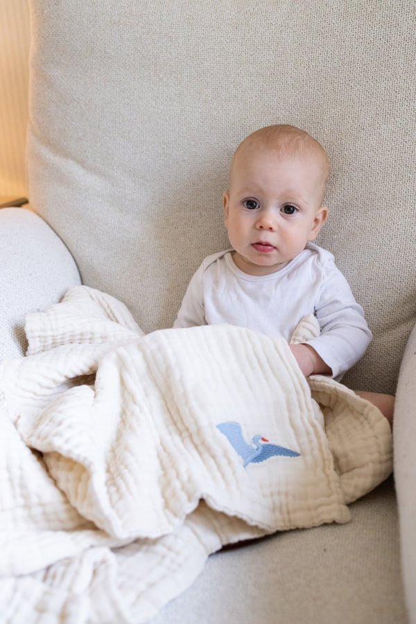 Organic Muslin All-Season Mini Blanket - Mist 8 Layer Muslin Baby Blanket Gray Heron