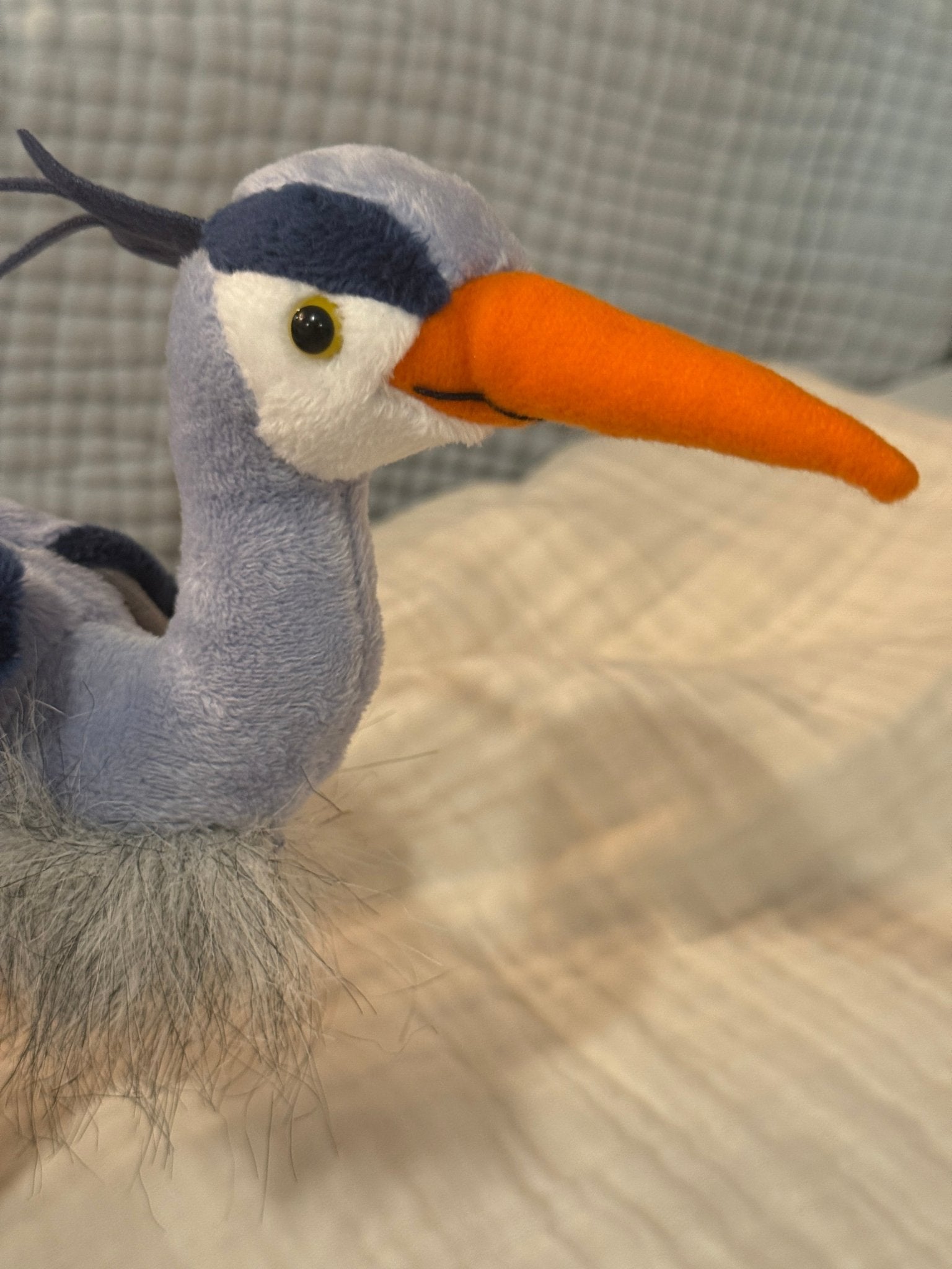 Organic Muslin Summer-Weight Stork Blanket with Personalization Option – Sky Blue Organic Baby Blanket Gray Heron