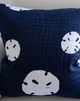 Sand Dollar Navy Euro Pillow Cover with Brass Zipper - Gray Heron