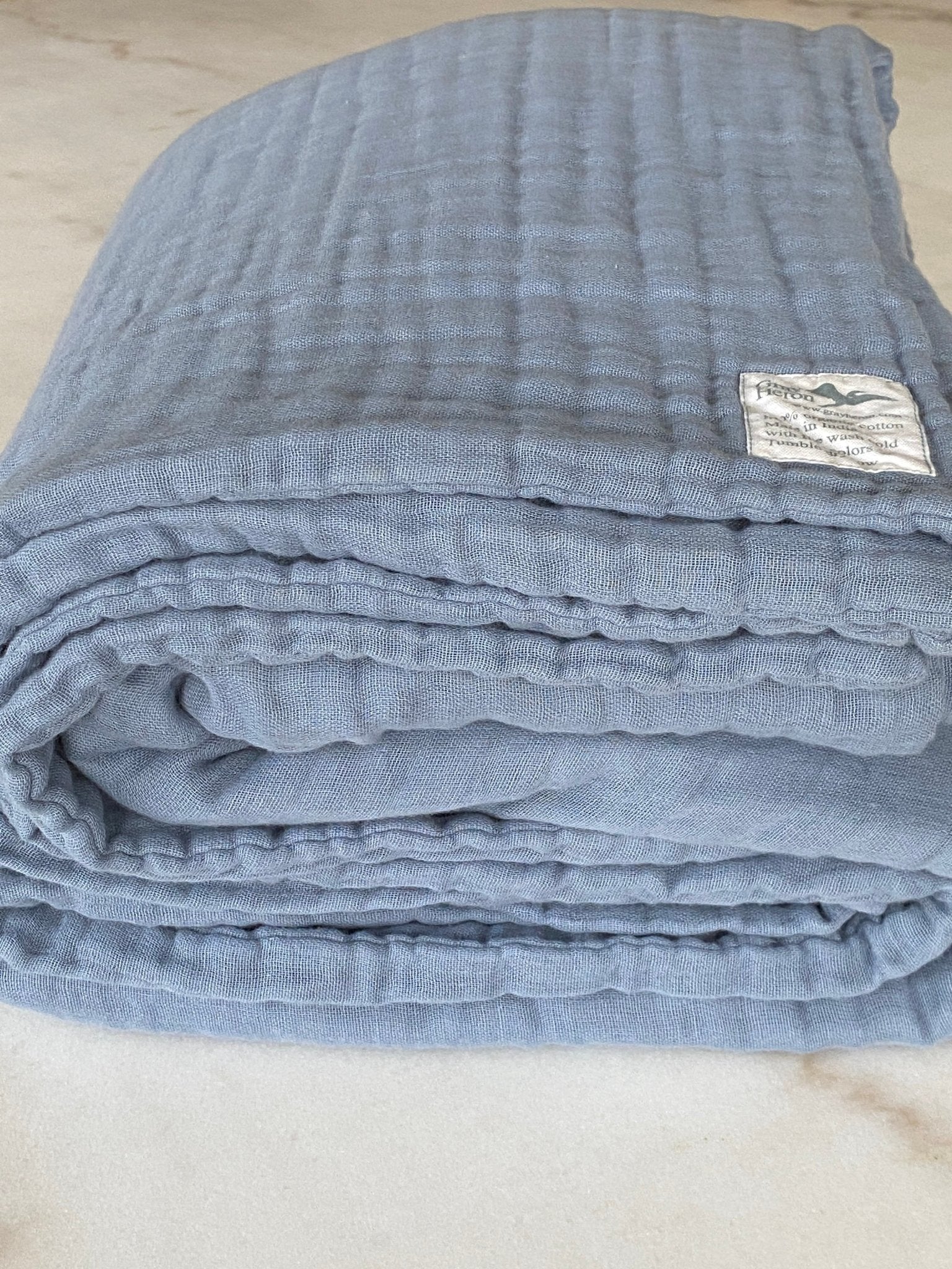 Sand Dollar Navy &amp; Snow All - Season Organic Muslin Throw Blanket - Gray Heron