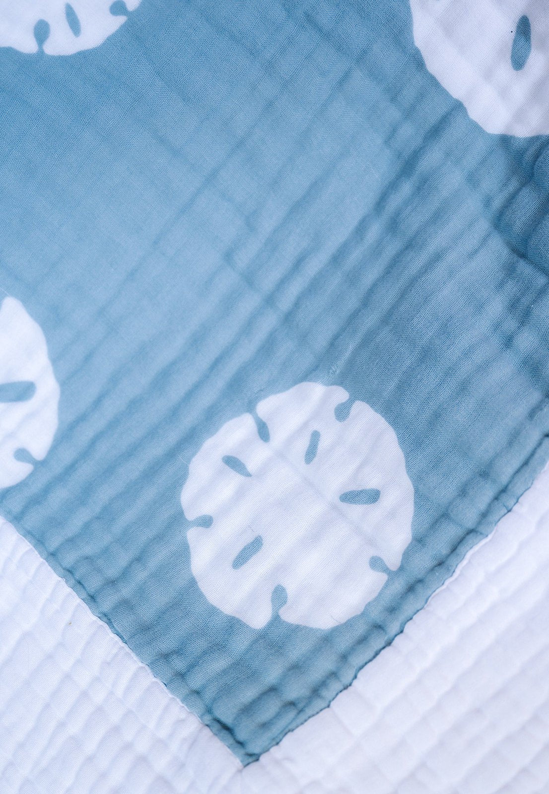 Organic Muslin All-Season Queen Blanket – Sand Dollar with 5" Snow Border Adult Organic Cotton Muslin Blanket Gray Heron