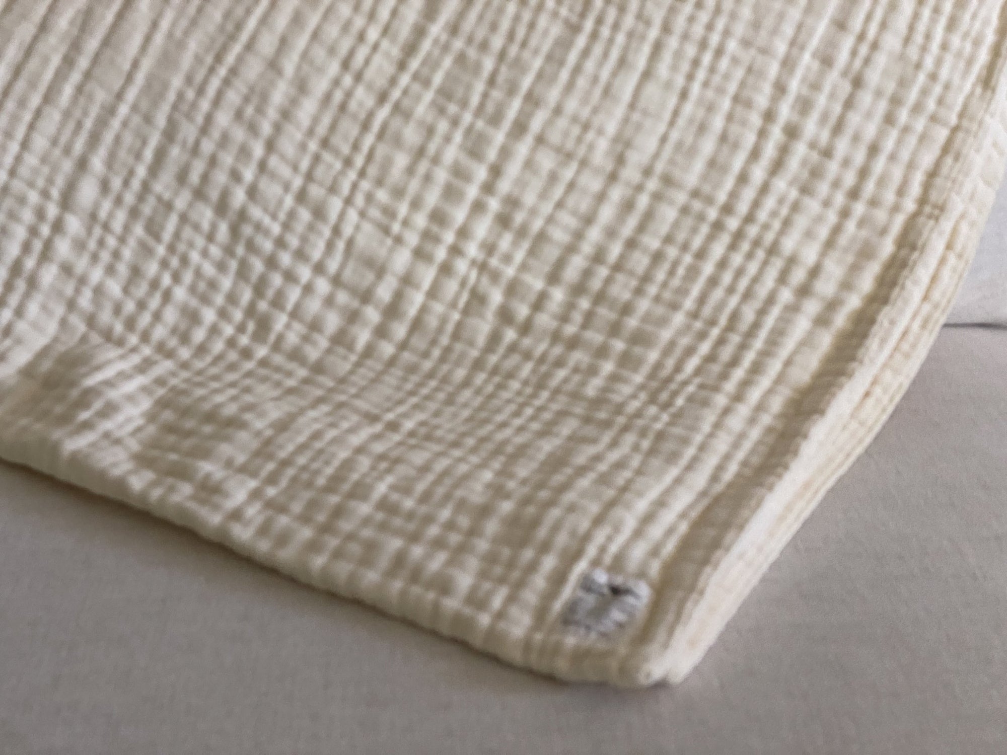 All-Season Organic Muslin Queen Blanket in No-Dye Natural Cream Gray Heron