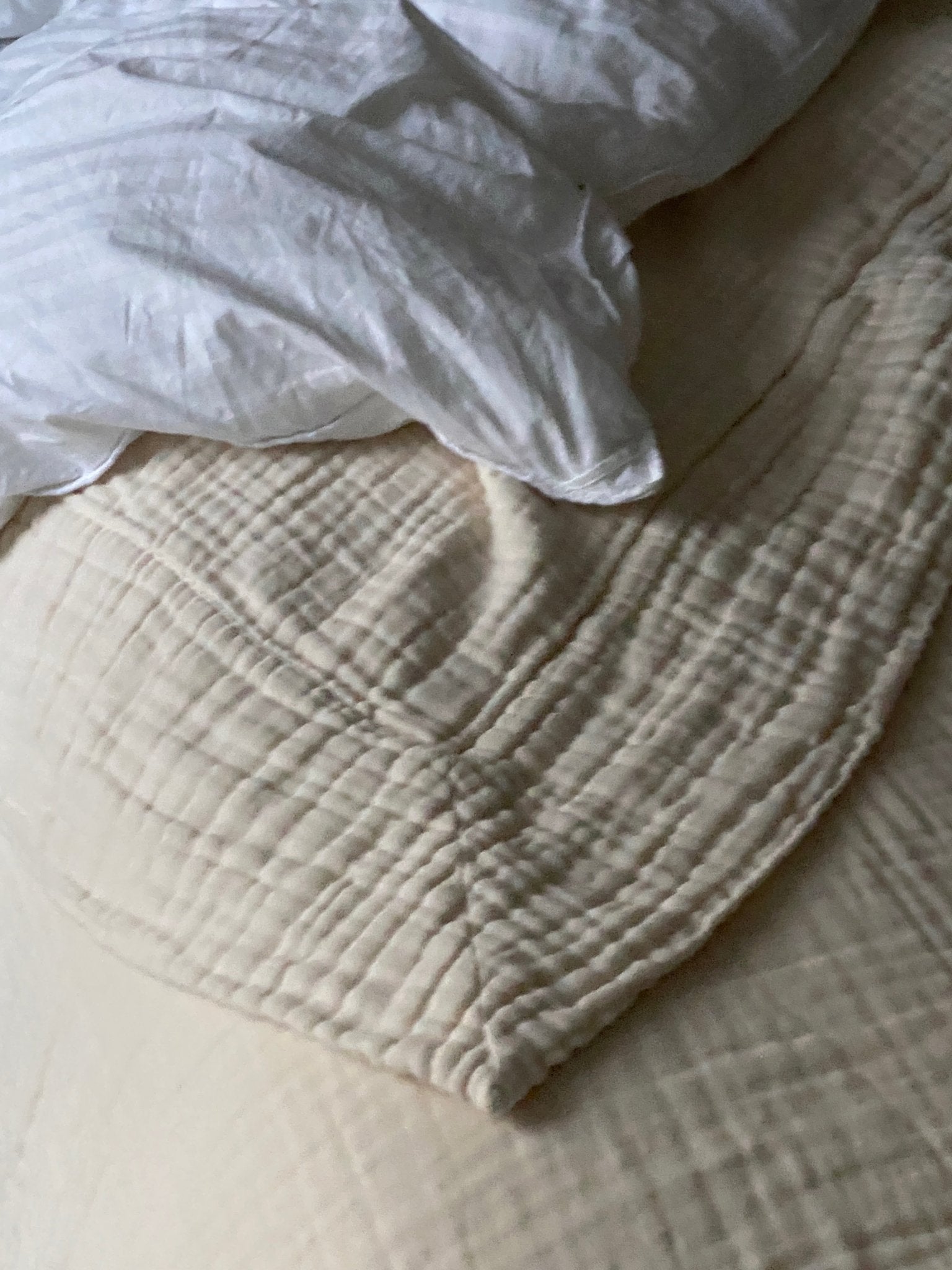 Organic Muslin Oversized Throw/Twin with 5 Inch Border, Natural, No-Dye 8 Layer Cotton Muslin Oversized Throw Gray Heron