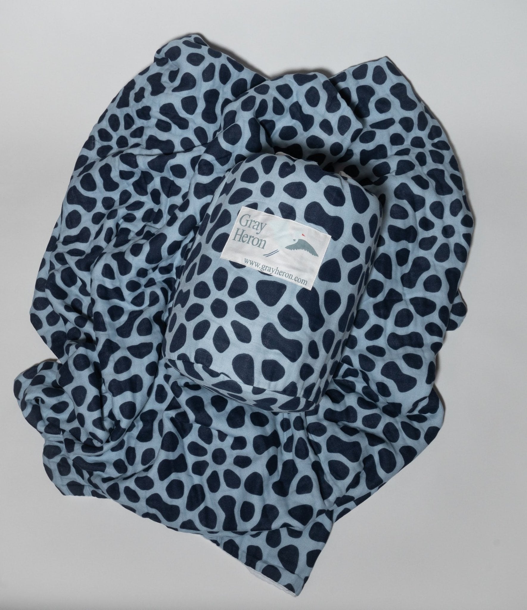 Organic Muslin All-Season Oversized Throw/Twin Blanket - Whimsy Print Organic Muslin Blanket Gray Heron