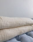 Organic Muslin Oversized Throw/Twin with 5 Inch Border, Natural, No-Dye 8 Layer Cotton Muslin Oversized Throw Gray Heron