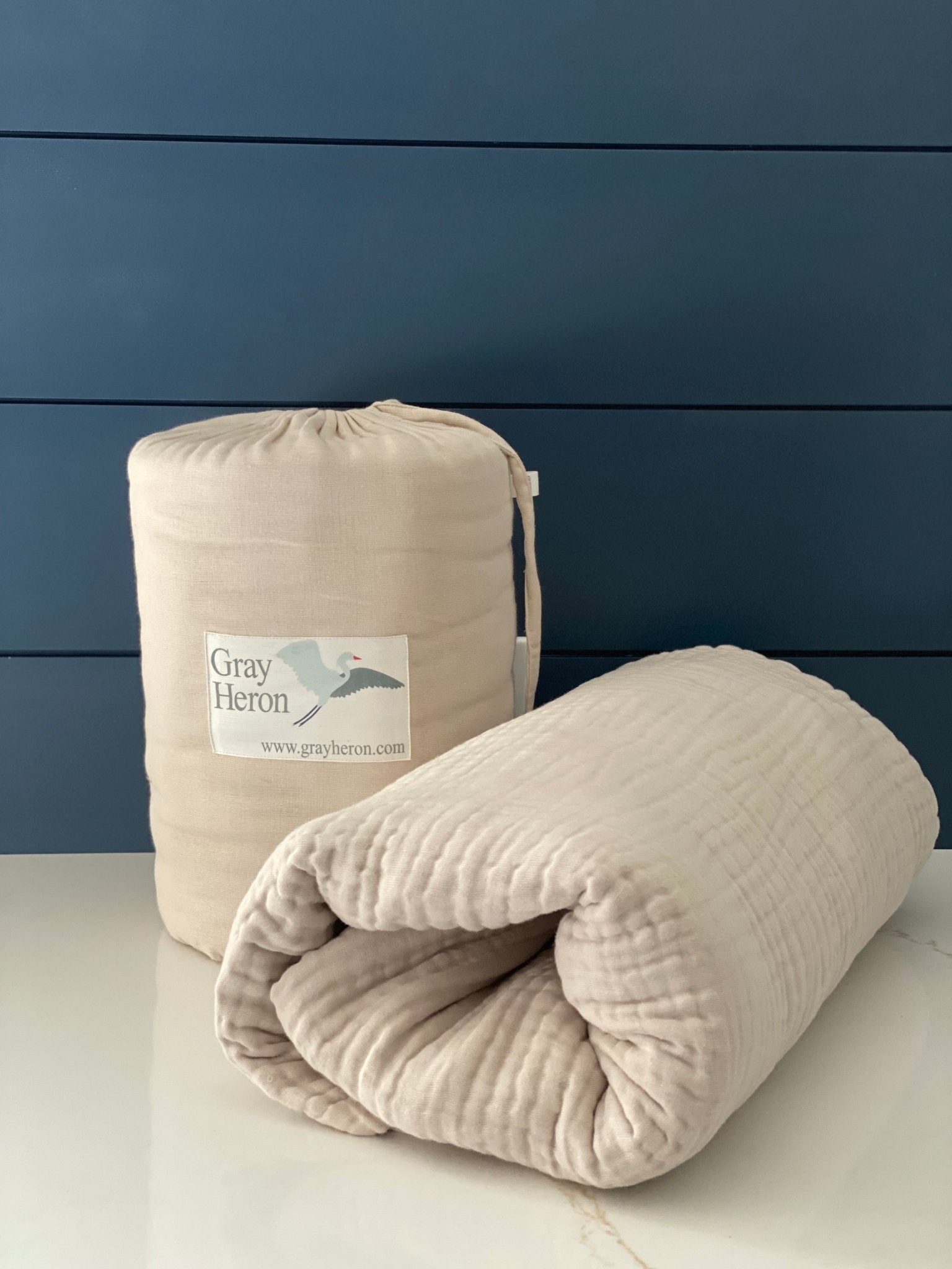 All-Season Organic Muslin King Blanket - Gray Heron