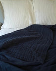 Organic Muslin King Blanket  in Navy- Gray Heron