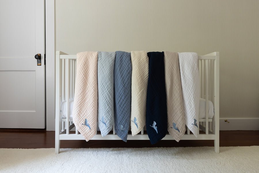 All-Season Organic Muslin Mini Blanket - Gray Heron
