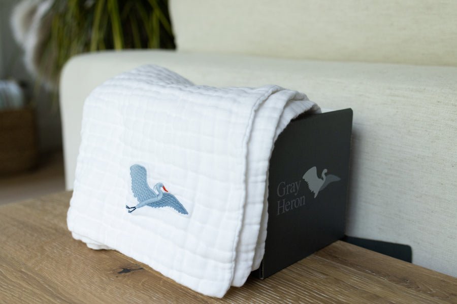 All-Season Organic Muslin Mini Blanket - Gray Heron
