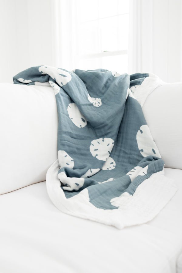 All-Season Organic Muslin Throw Blanket - Gray Heron