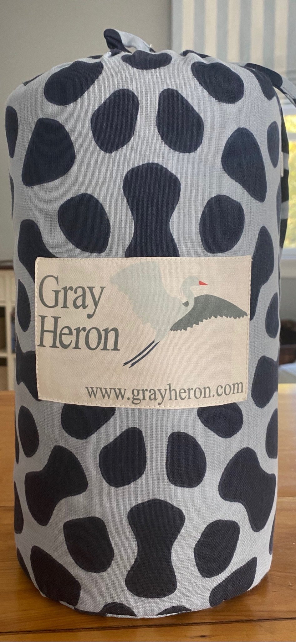 All-Season Organic Muslin Throw in Whimsy Print SALE - Gray Heron