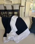 Organic Muslin Blanket in Navy and White - Gray Heron