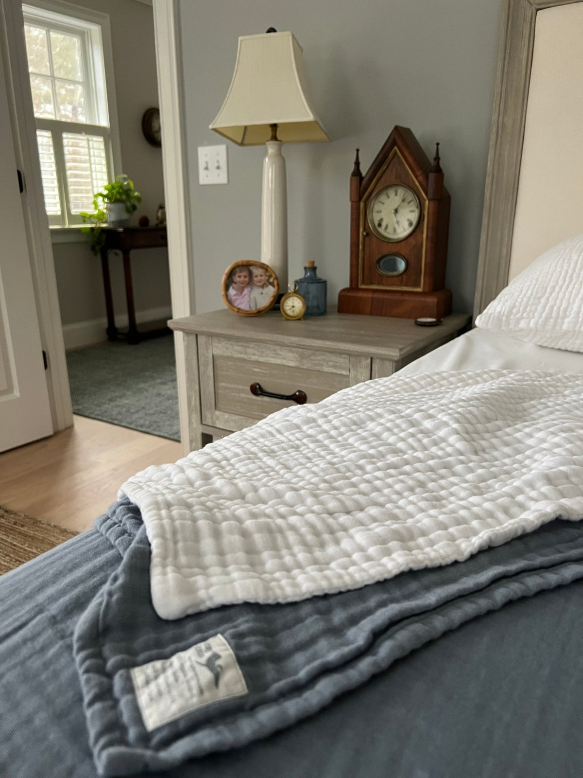 Summer Weight Organic Muslin King Blanket - Gray Heron