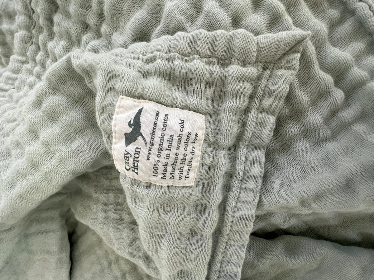 Summer Weight Organic Muslin King Blanket - Gray Heron