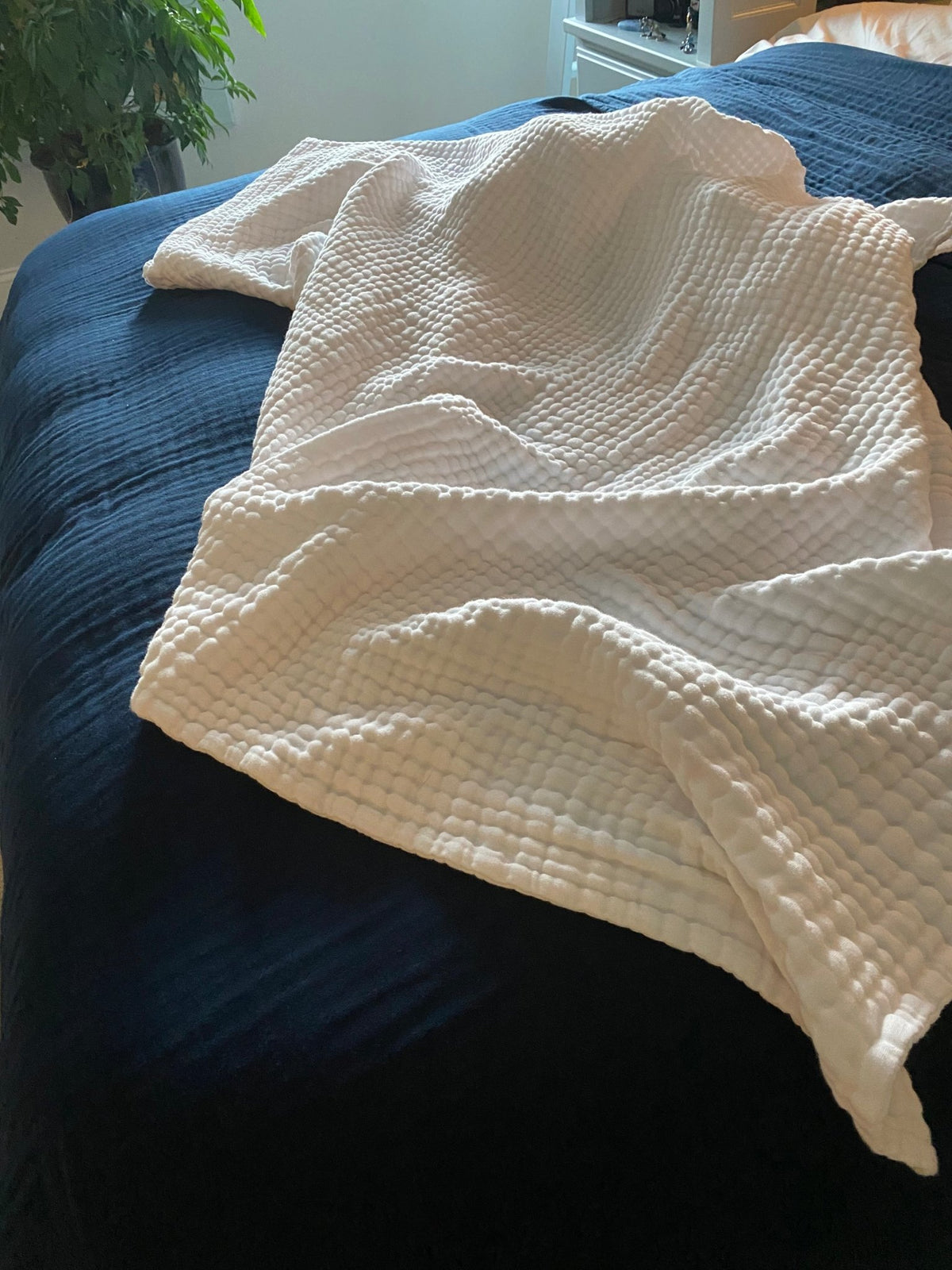 Summer Weight Organic Muslin King Blanket - Gray Heron