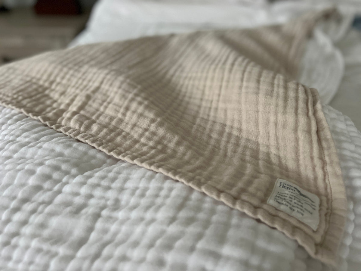 Summer Weight Organic Muslin King Blanket - Gray Heron