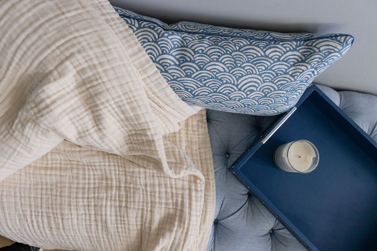 Summer Weight Organic Muslin King Blanket - Gray Heron