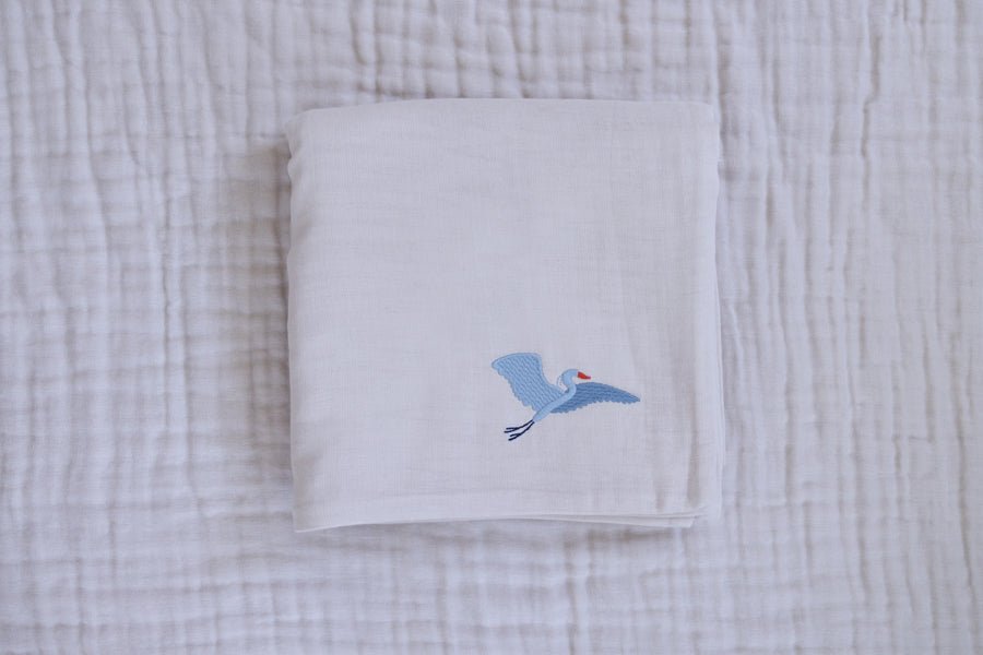 Summer-Weight Organic Muslin Mini Blanket - Gray Heron