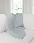 Summer-Weight Organic Muslin Oversized Throw Blanket - Gray Heron