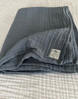 Summer Weight Organic Muslin Throw Blanket - Gray Heron